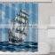 Custom Design Ocean Ship waterproof Polyester Shower Curtain