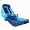 family small free time fun playful inflatable water slide with pool