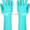 Orange PVC Latex Kitchen Household Spray Flock Lined Fishscale Grip Rolled Cuff Gloves Manufacturer