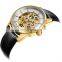 Customized Logo Leather Straps Male Watch  Men Automatic Wristwatch Gold Case Luxury Watch