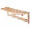 Bamboo Bathroom Shelf Wall Mounted Storage Organizer Towel Shelves Kitchen Living Room With 4 Stainless Steel Hooks
