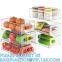 Hot selling Transparent Plastic Pet Kitchen Stackable Storage Box Bins Container Set Refrigerator Drawer Fridge Organizer