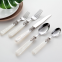 Vintage Acrylic Handle Plastic Dinner Cutlery Set Stainless Steel Knife Dessert Spoon Fork Flatware