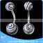 BR01822 nickel free blue resin ball cheap price silver color bar belly button rings