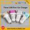 Universal USB Car Charger Three Ports 5.1A Automobile Portable Charger For Iphone Ipad Cellphone MP3 MP4 Car Charger 3USB