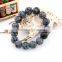 Gemstone snow flake round beads bracelet jewelry