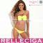 In Stock! RELLECIGA Jungle Jewel Fashion Bandeau Bikini Swimwear - Classic Solid Yellow With 1/2 Mild Push-up Cup