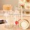 Manufacturer selling high quality portable double wall drinking sport glass water bottle with bamboo lid