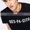 Customize Long Line Slim Fit Mens Tee Front Silk Screen Printing Text Tops 100% Soft Cotton Tshirts Custom Manufacturer