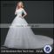 MGOO Off Shoulder Short Sleeve Shinny Beaded Lace Hem A-line Floor Length Wedding Dress Crisscross Back