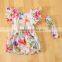 New born floral roupa baby girl rompers with headbands M6072805