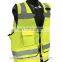 High visibility fluorescent yellow 100% polyester reflective safety vest with pockets