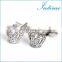 Luxurious Rhinestone Silver Crown Shirt Wedding Men Cufflinks Crystal