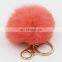 Fur Bag Charm Pom Pom Key Chain Plush Real Rabbit Fur Ball Keychain