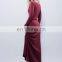 Cotton Spandex Knitted Tight Slim Red Long Sleeve Evening Dresses Woman Night Dress NT6774