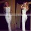 Amigo 2017 new design white sleeveless high slit heavy beaded sexy bandage dress maxi expensive evening dresses for women party