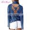 Wholesale Bat Sleeve Ruffle Knit Sweater Blouse Fancy Ladies Long Tops