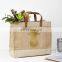 wholesale friendly large natural pineapple jute summer beach bag with leather handle jute tote shopping bag