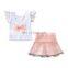Baby Girl outfit Kids white tops + pink skirt 2pcs Set Summer Boutique cloth for 1-6T