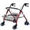 4-wheel walking rollator with shopping bag