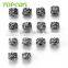 Topearl Jewelry Assorted Stainless Steel European Charm Bead Clear Rhinestones Antique Black Silver TCP02