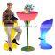Led hookah lounge furniture glow illuminated event night club led light bar stool furniture high cocktail table chair set