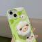 Soft Silicone Phone Case For iPhone 15 pro max 12 13 14 Decompression Green Small Sheep Expansion Bracket Protective Shell