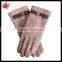 custom sheep wool winter ladies warm leather glove with PU bows