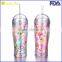 BPA free Acrylic double wall tumblers with PVC paper inserts FDA standard plastic mug