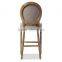 Louis Cottage antique Beige Linen Oak wood Barstool