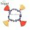 Fashion jewelry vintage ethnic New arrival round CCB bead multicolor tassel charm bracelet