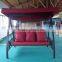3-person red short fiber swing chair outdoor iron swing chair