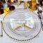 Wholesale Cheap Fancy Decoration Gold Silver Beaded Glass Wedding Charger Plate