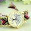 Ladies handmade braid knit bracelet wristwatches band tree of life friendship watch