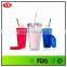 promotional 16oz bpa free insulated acrylic mug with straw