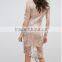 Latest Fashion Sexy Gorgeous Party Evening Dress Floral Design Embroidered Lace Hanky Hem Dress