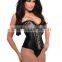 Women's Embroidered Blue Montage Overbust Corsets Waist Trainer