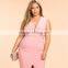 Plunge neck sleeveless plus size maxi evening dresses for fat ladies