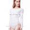 Romantic women white lace long sleeve rash guard bodysuit