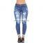 DiZNEW 2018 Fashion Style Sky Blue Women's Skinny High Rise Ripped Waist trousers women Jeans