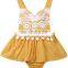 RTS Gauzy Muslin  Baby Girl Lace Romper Backless Playsuit  Cotton Romper