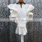 TWOTWINSTYLE Elegant Patchwork Ruffles Women Shirt O Neck Butterfly Short Sleeve Lace Up Bow Loose