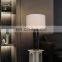 Nordic Design Marble Steel Lamp body Column Striped Alabaster Table Lamp