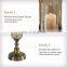 Small Glass And Metal Tall Pillar Candle Holder