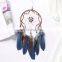Factory Price Diy Round Frame Macrame Hanging Decor Feather Bead Blue Dream Catcher