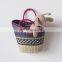 Hand-Woven Seagrass Small Market Bag, Multi Color Natural Beach Bag, Round Straw Summer basket 100% Nature