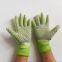 cyan and white polyester thread 13 gauge knitted white PU palm coated black PVC palm dotted anti-slip safety work gloves