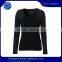 Wholesale 100 Cotton High Quality Plain Black Long Sleeves Woman T-shirt