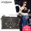 fashionable rivet shoulder bag long chain handbags pu leather tote bags for ladies