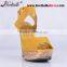 Wooden heel yellow wedge heel sandals